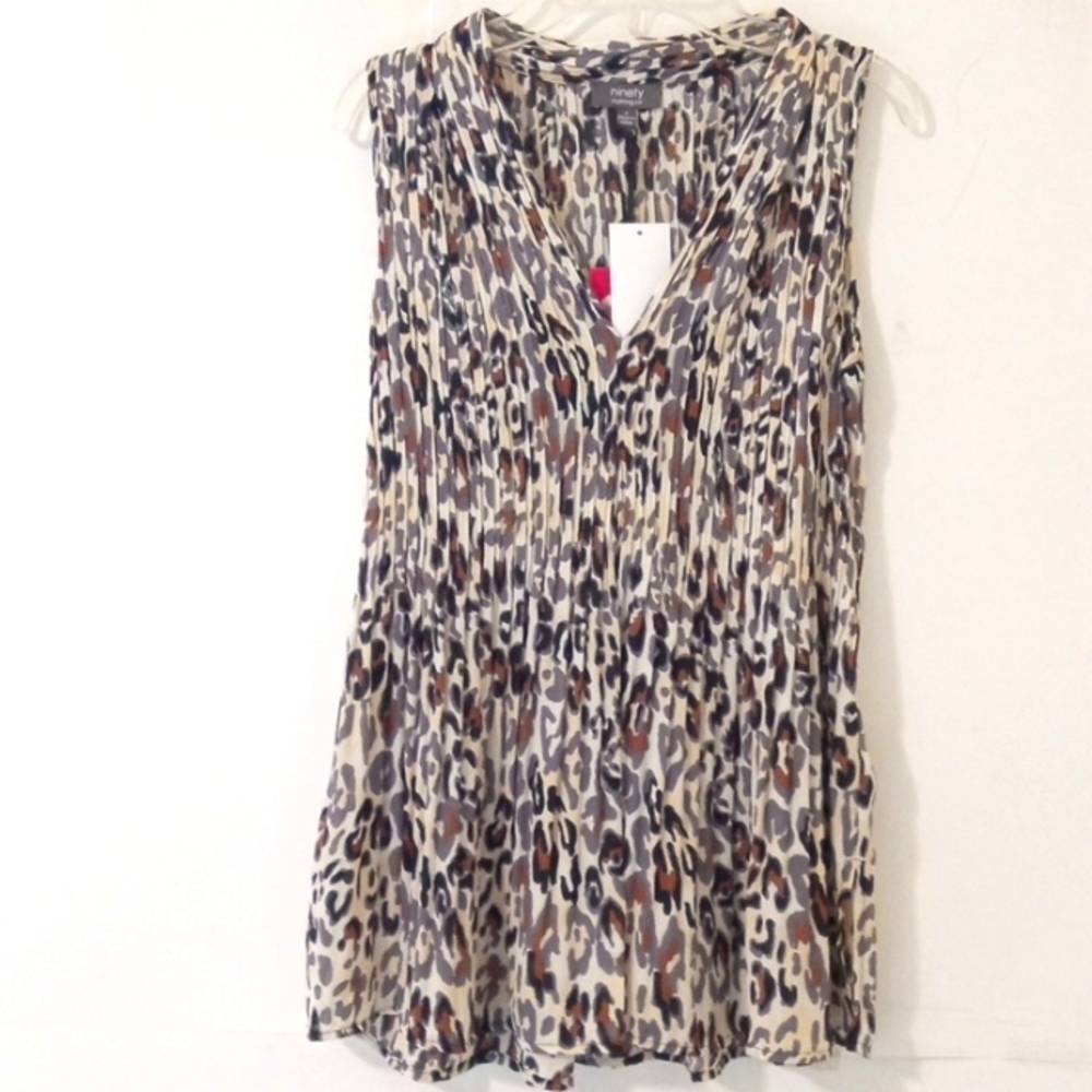 NINETY CO. V-NECK ANIMAL PRINT SLEEVELESS BLOUSE SIZE SMALL NWT